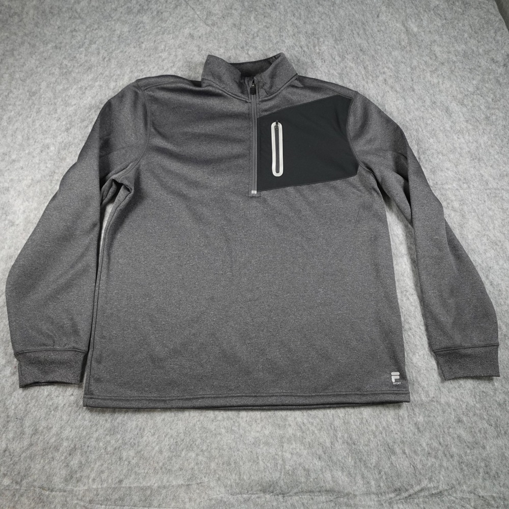 Fila Sweatshirt Mens Extra Large Gray 1/4 Zip Fleece Performance Mock Pullover